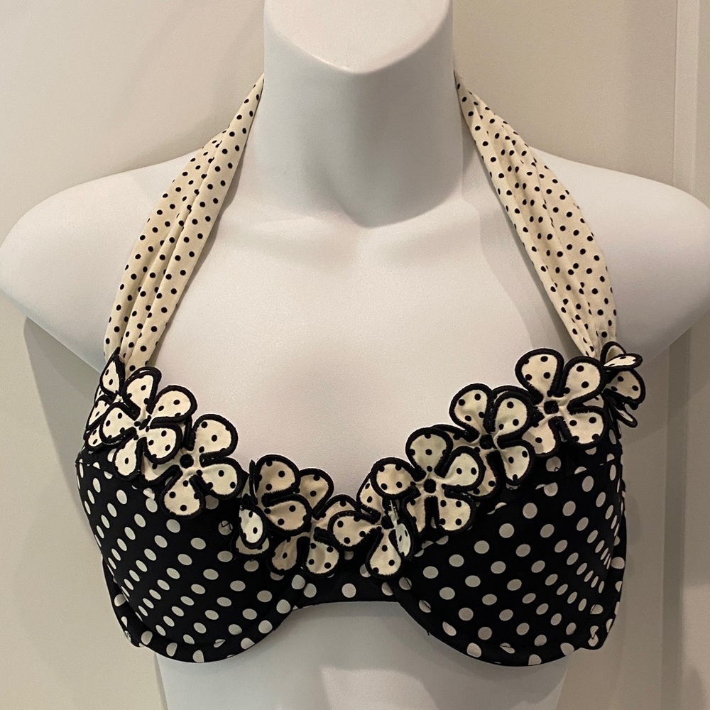 Betsey Johnson Push Up Polka Dot Halter Bikini Top